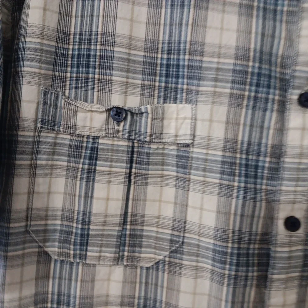 J. Ferrar‎ Shirt Men 2XL Tall Blue Short Sleeve Button Up Cotton - Picture 6 of 13